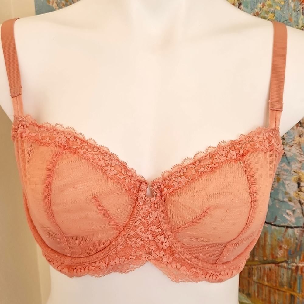 38D VS Elegant Lace Underwire Bra Set - Black, Red, and Peach - Picture 4 of 10
